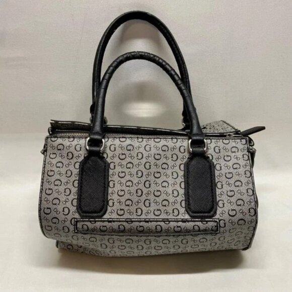 GUESS Slouchy Satchel Black Grey Signature Women's Oversized Shoulder Bag (Read) - Picture 2 of 15